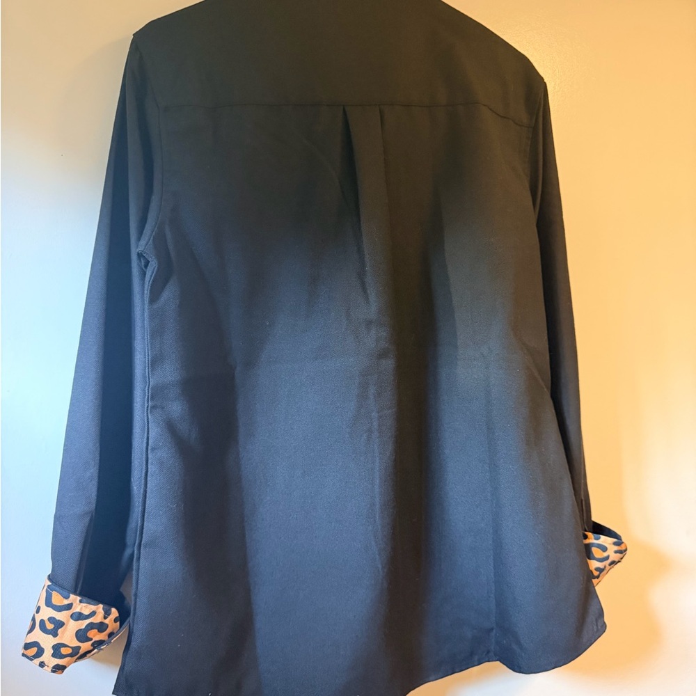 DIXXON “Dinner Party” Black Shirt flannel with Leopard Print Accents - Picture 4 of 4